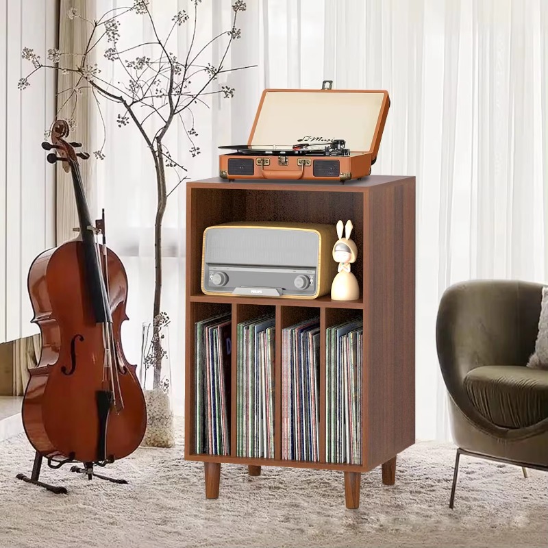 Audio Music Live - Turntable Stand, Multi-Shelf Wooden Media Console