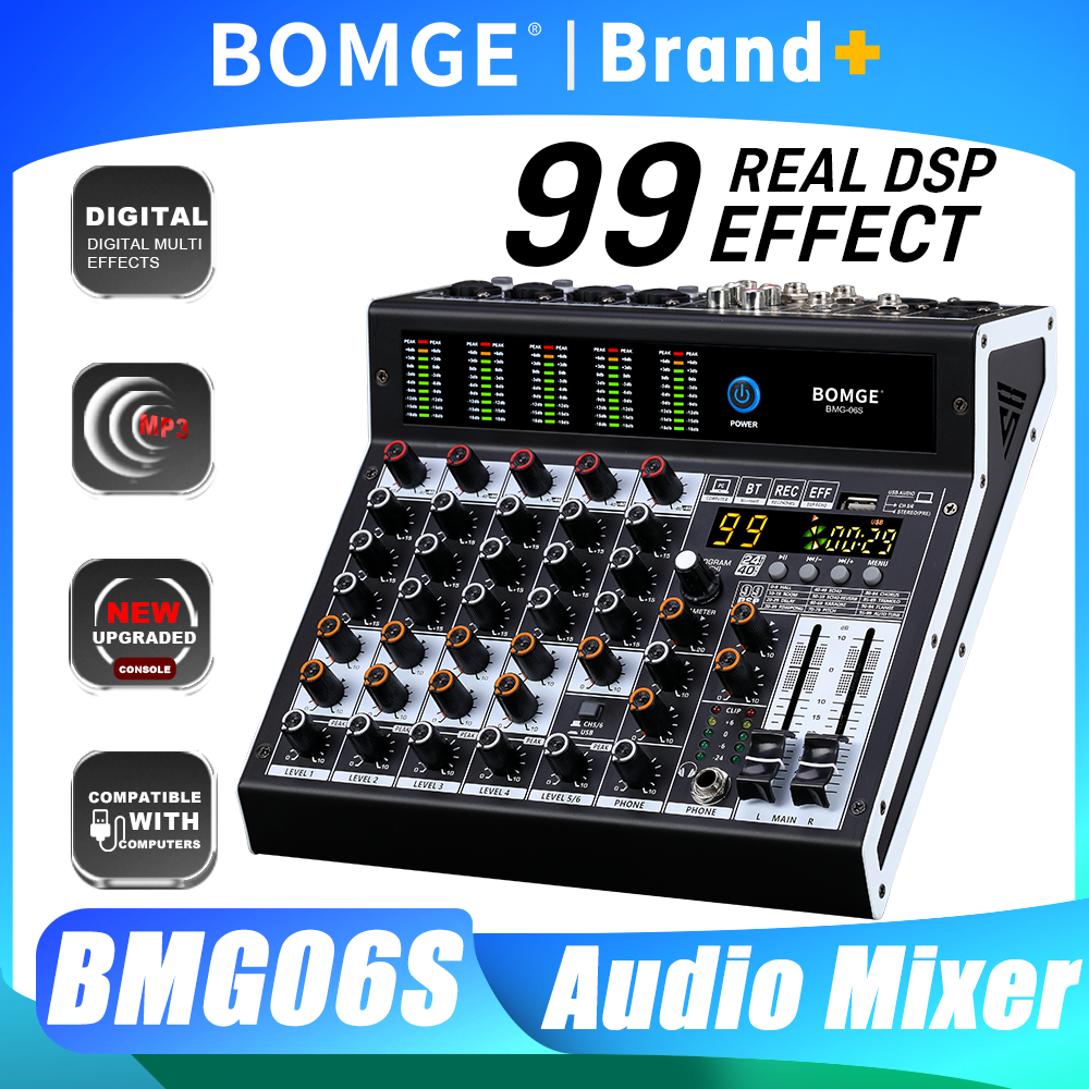Audio Music Live - BOMGE Audio Mixer 6 Channel Mixing