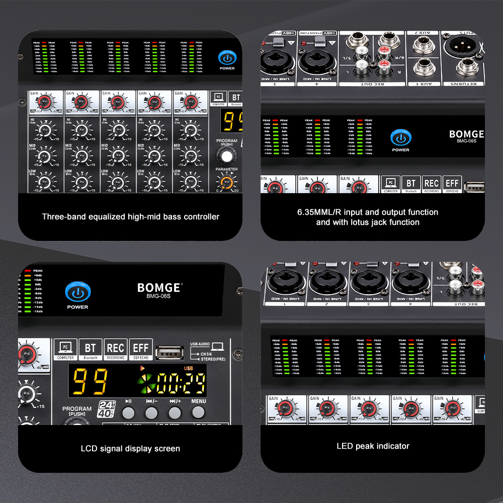 BOMGE Audio Mixer 6 Channel Mi - Audio Music Live reseña y precio