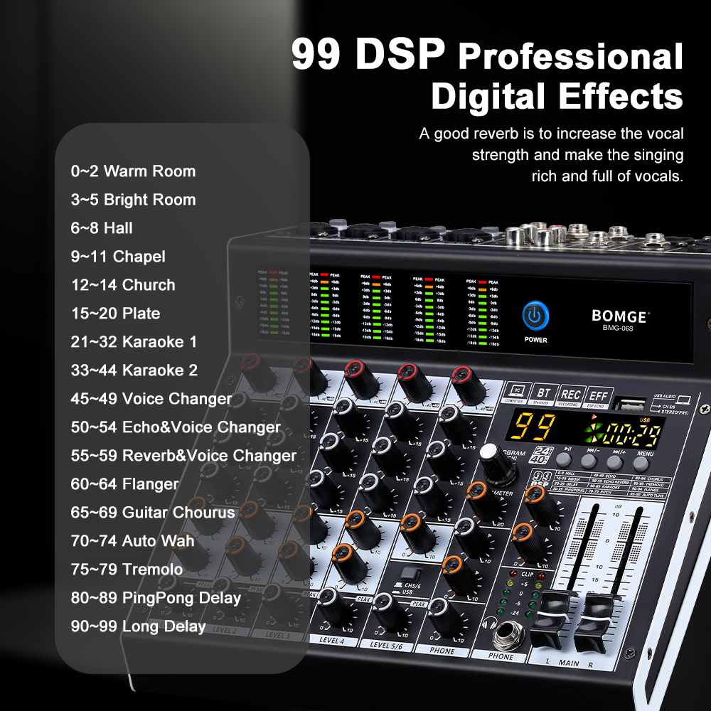 BOMGE Audio Mixer 6 Channel Mi - Audio Music Live reseña y precio