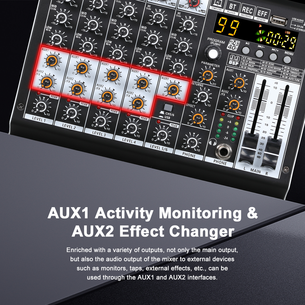 BOMGE Audio Mixer 6 Channel Mi - Audio Music Live reseña y precio