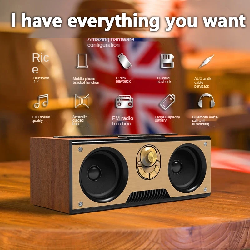Wireless Dual Audio Wooden Por - Audio Music Center reseña y precio