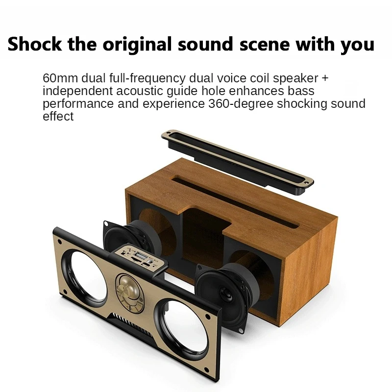 Wireless Dual Audio Wooden Por - Audio Music Center reseña y precio