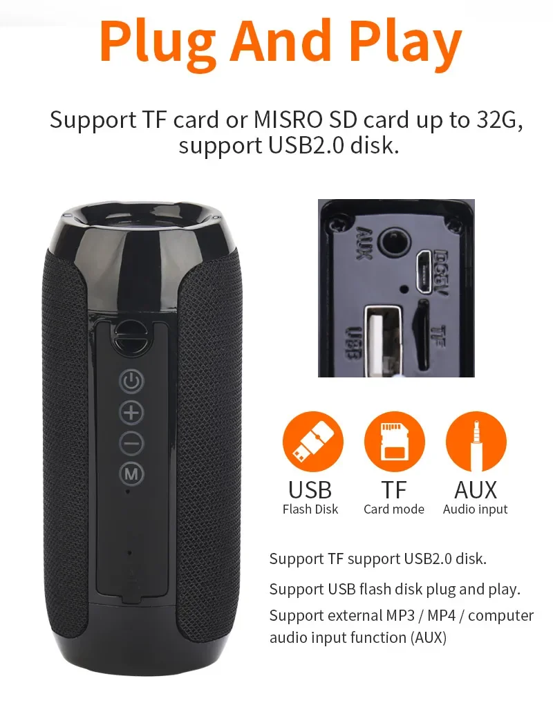 Portable Bluetooth-compatible  - Audio Music Center reseña y precio