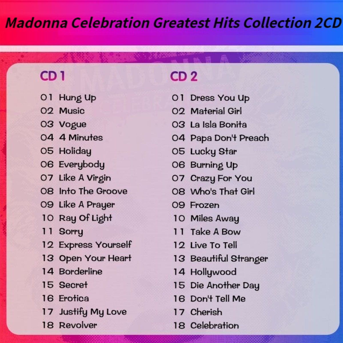 Madonna Celebration The Ultima - Audio Music Cd reseña y precio