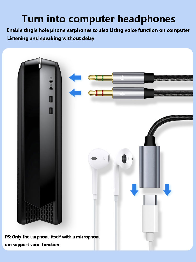 3.5mm Male to Type-C Aux Audio - Contact Pickup Mic reseña y precio